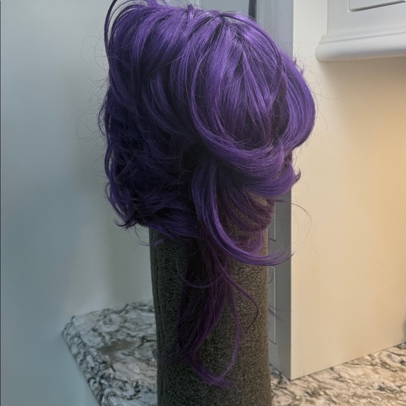 Petite purple Short Double pouf poof wig anime style Cosplay Beehive Costume Sm main image 5